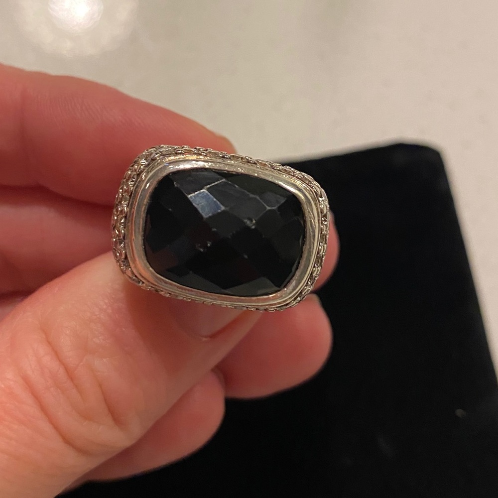 David Yurman onyx & diamond ring. Size 5.75